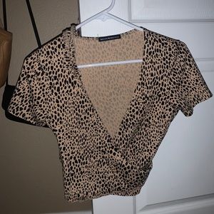 Brandy Melville Leopard wrap top size small